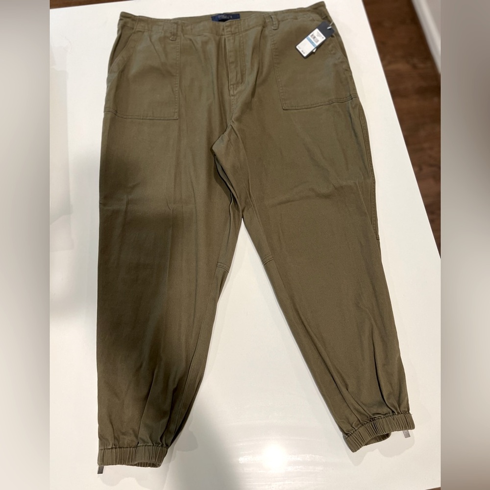 RACHEL Rachel Roy September Army Green Twill Joggers - NWT Size 20W